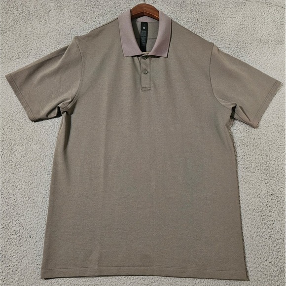 Lululemon Men's Pique Classic Fit Short Sleeve Polo Shirt Large Brown LM3F67S - Picture 1 of 7